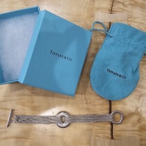 RARE Authentic Tiffany&Co .925 Silver Circle Multi Strand Mesh Bracelet 7.5"